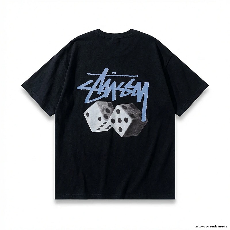 Stussy Dice Trendy Brand Black T-shirt