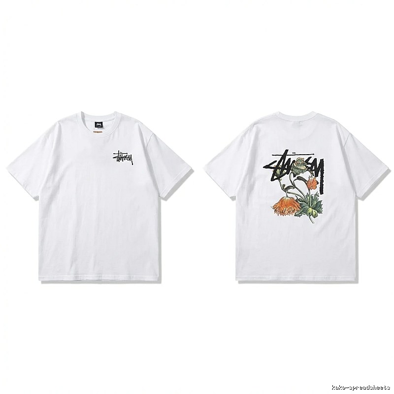 Stussy Floral Print White T-shirt