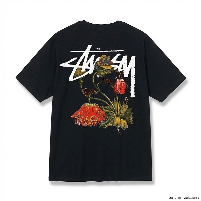Stussy Floral Style Black T-shirt