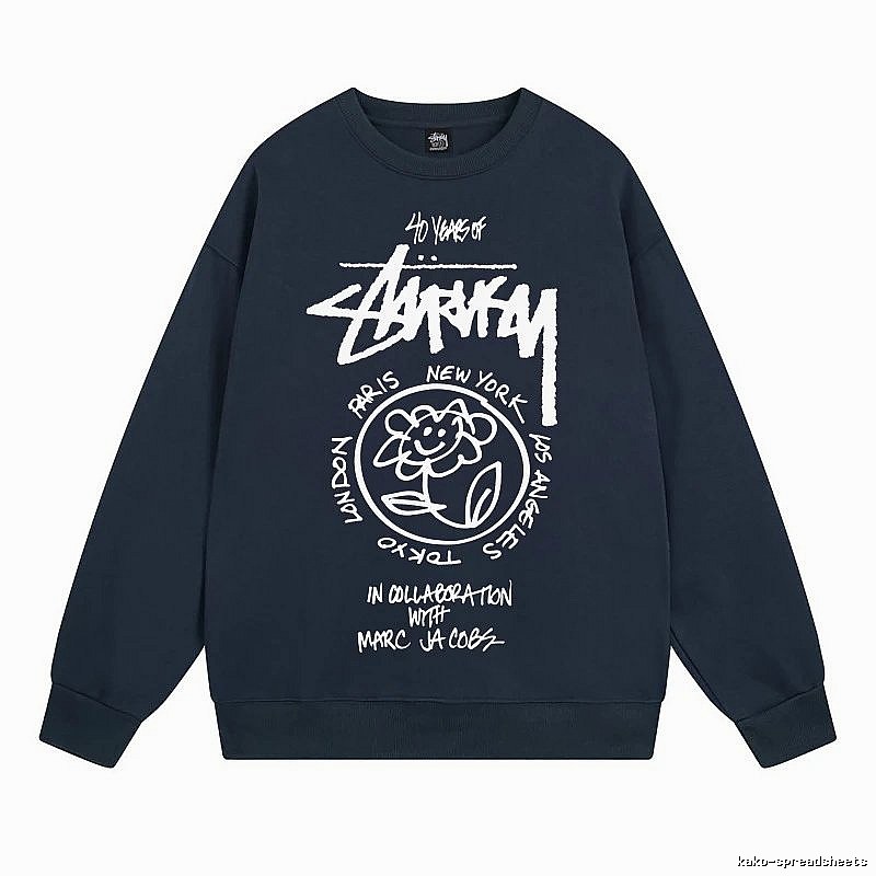 Stussy Navy Style 539 Graphic SweatShirt Poolside Style