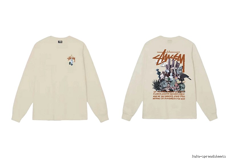 Stussy Print Retro Style Long-Sleeve (Off-White)