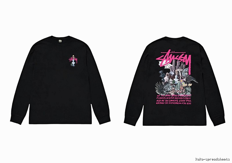 Stussy-printed trendy black T-shirt