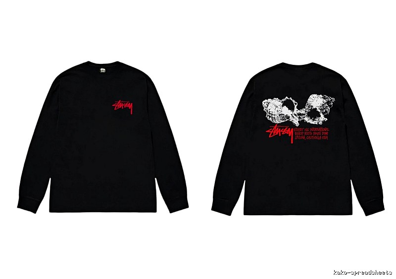 Stussy Skull Print Black Long-sleeve Shirt