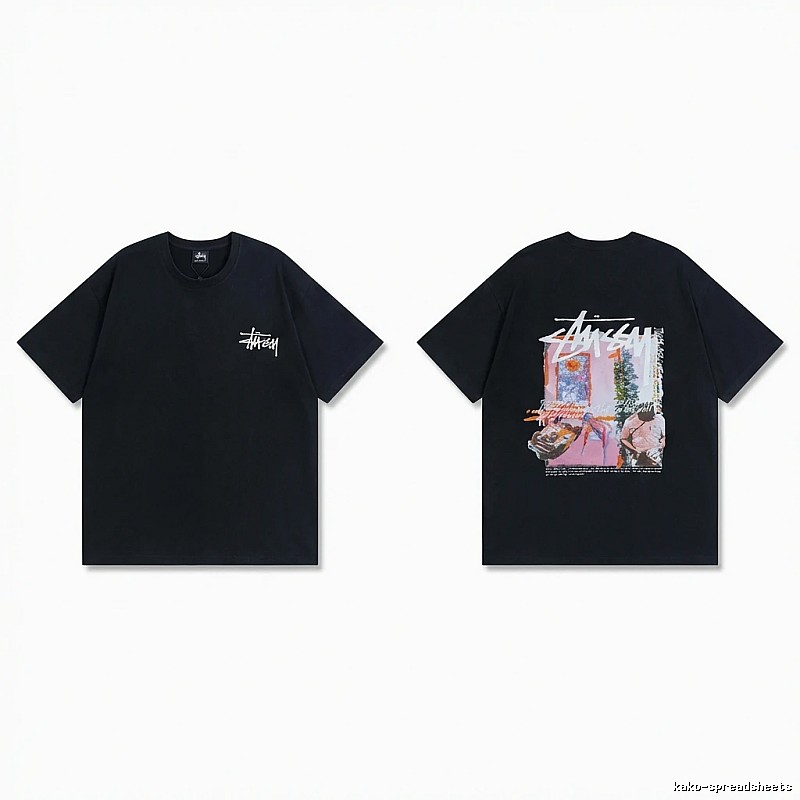 Stussy trendy style black T-shirt