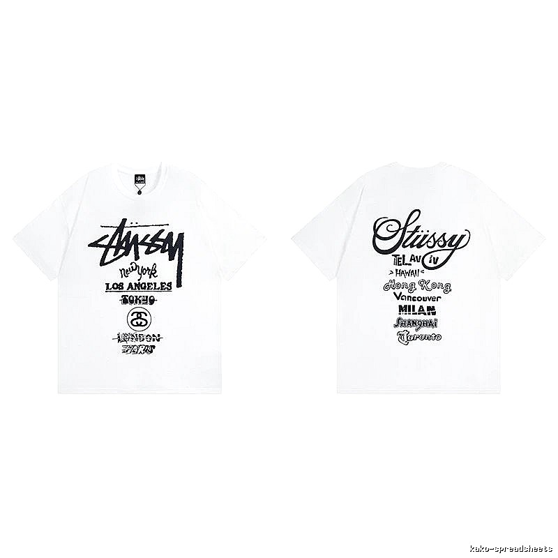 Stussy White Spider Graphic T-Shirt Travel Pack Logo