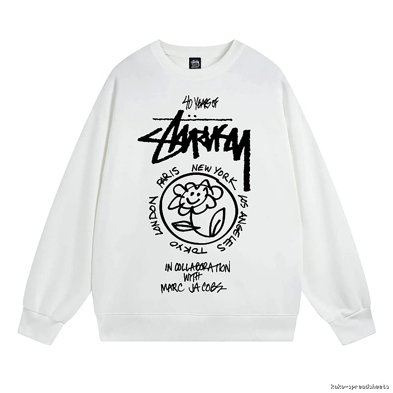 Stussy White Style 539 Graphic SweatShirt Airport Outfit