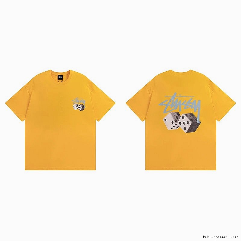 Stussy Yellow Spider Graphic T-Shirt Summer Styling Logo