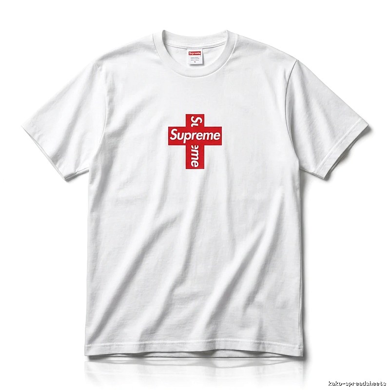 Supreme Cross Trend Brand White T-shirt