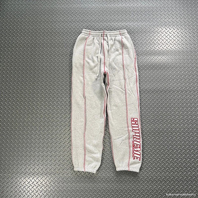 Supreme Grey Red Piping Relaxed Track Pants