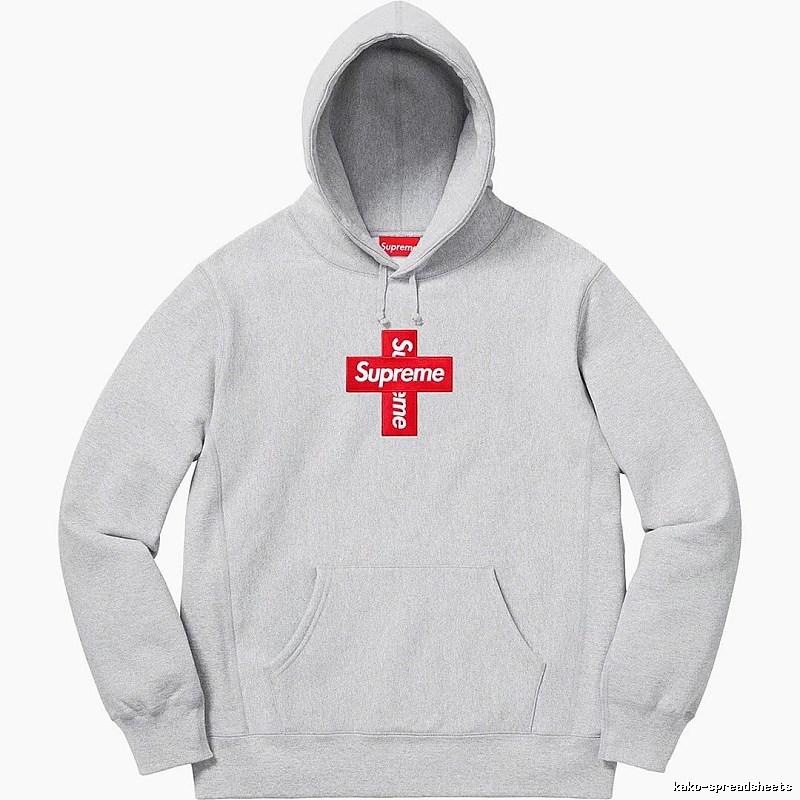 Supreme Streetwear Logo hoodie Gray Red Oversized with Logo Accent