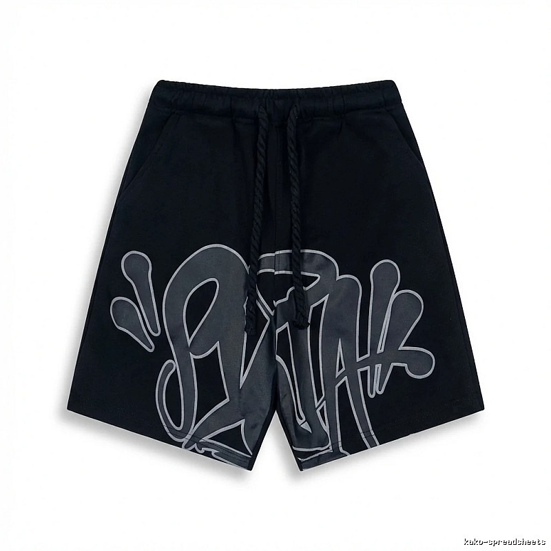 SynaWorld Graffiti-style Black Shorts