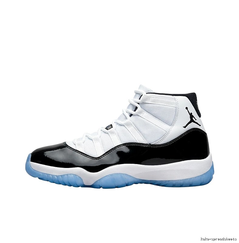The classic black-and-white Air Jordan 11 basketball shoes.