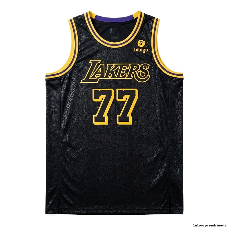 The No. 77 black jersey of the Los Angeles Lakers.