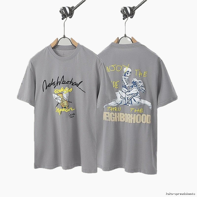 Travis Scott Co-branded Street Style Gray Short-sleeve T-shirt