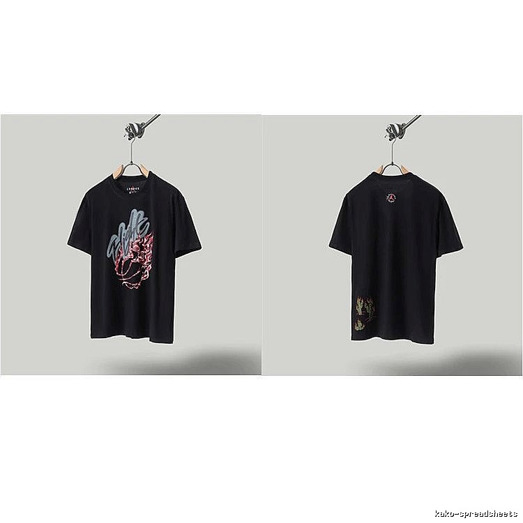 Travis Scott x Air Jordan Graffiti-style Black Short-sleeve T-shirt