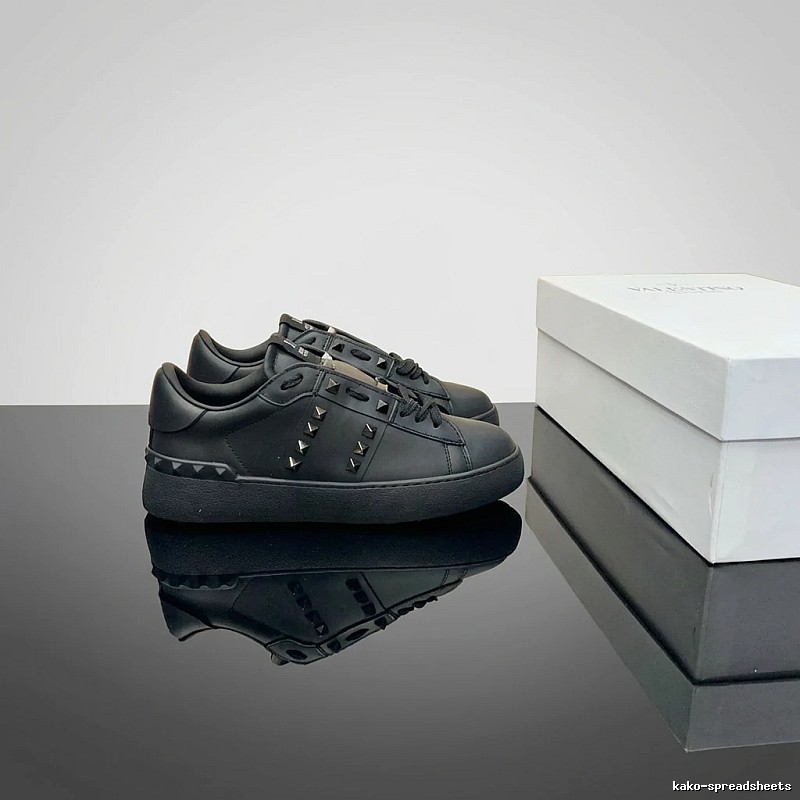 Valentino Rivet Punk Style Black Shoes