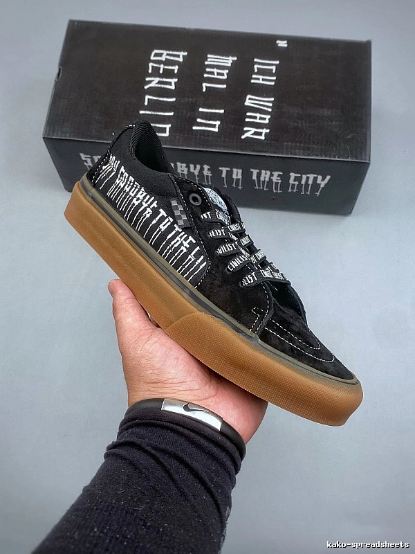 Vans Black and White Padded Low Collar Graphic Skate Sneakers