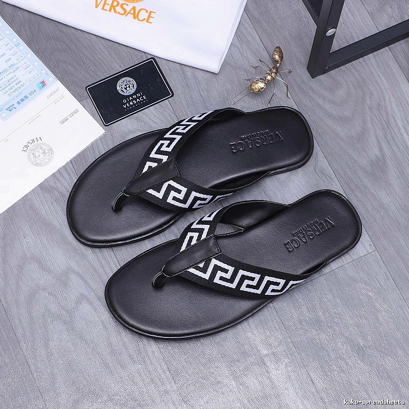 Versace Greek Key Trendy Style Black Flip-Flops