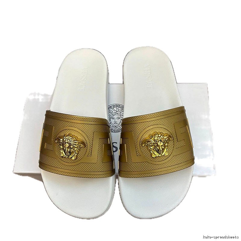 Versace Medusa Luxury Style White Gold Slides