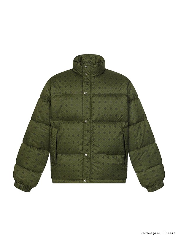Vintage-style down jacket with Chrome Hearts print