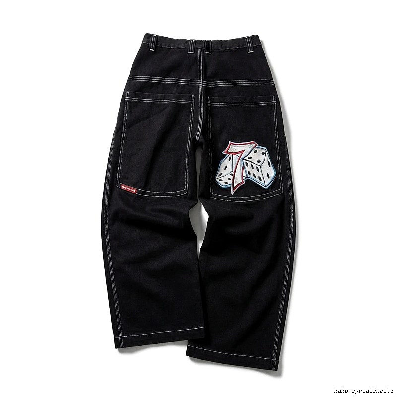 Y2K Dice Style Black Pants